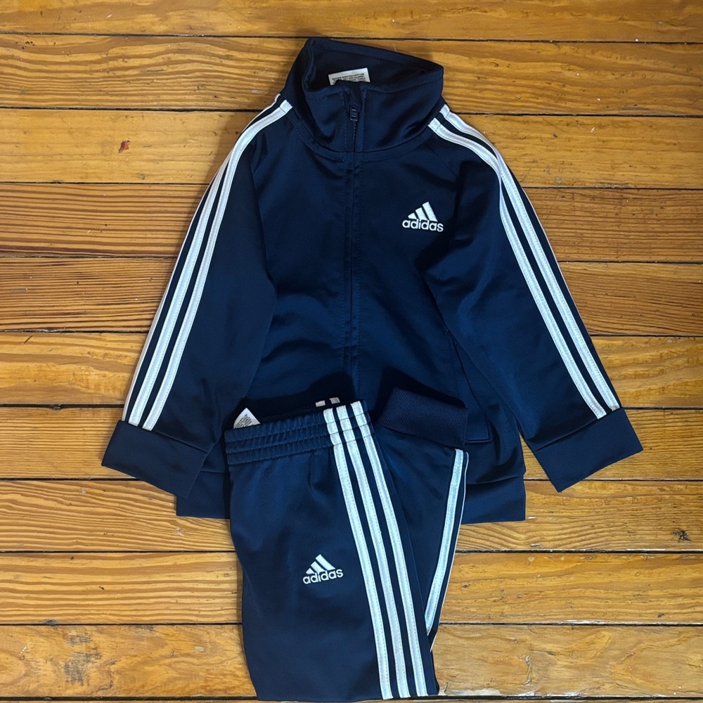 adidas Navy Blue Kids 3-Stripe Tracksuit